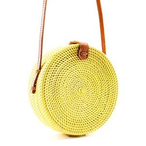Round Rattan Crossbody Bag